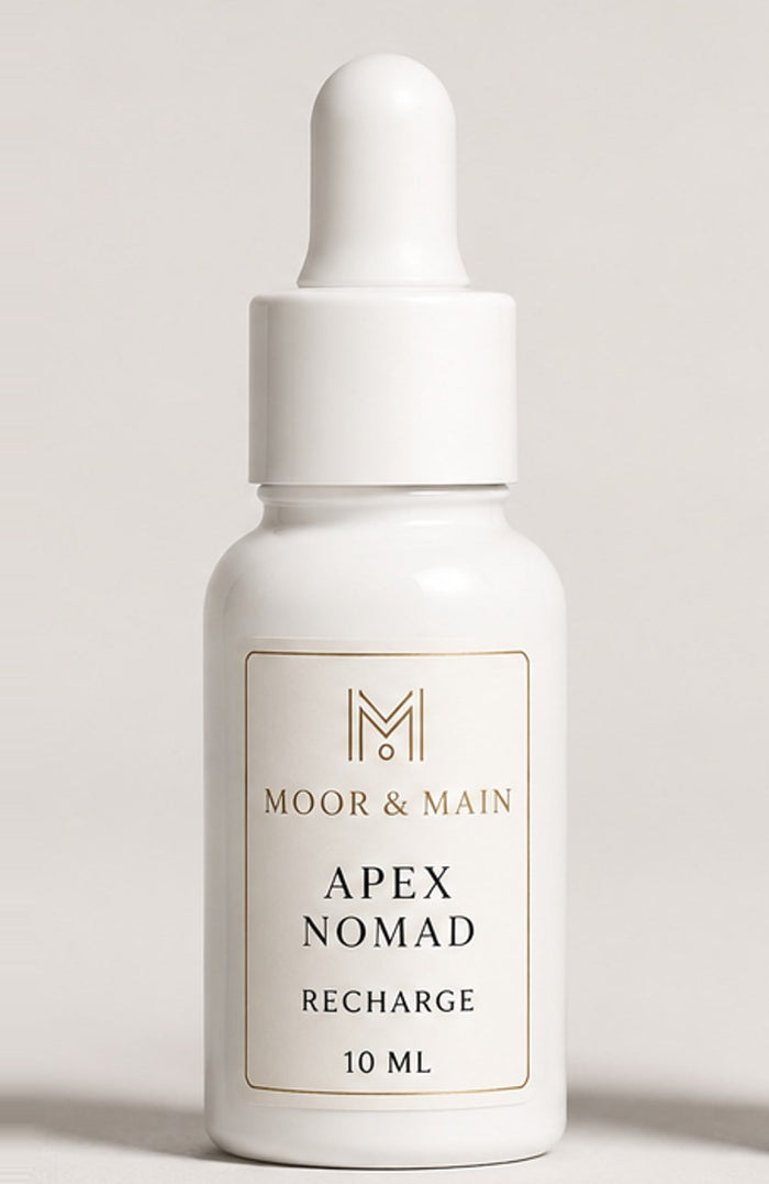 Recharge Apex Nomad 10 ml, flacon blanc et étiquette ivoire et or